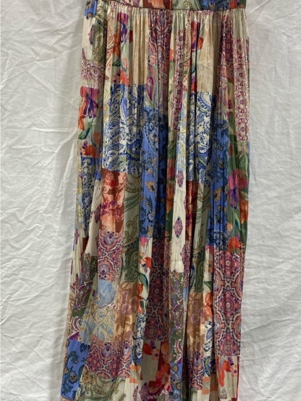 NWT Chico's Multi-Color Patchwork/Bohemian Pleated Maxi Skirt S